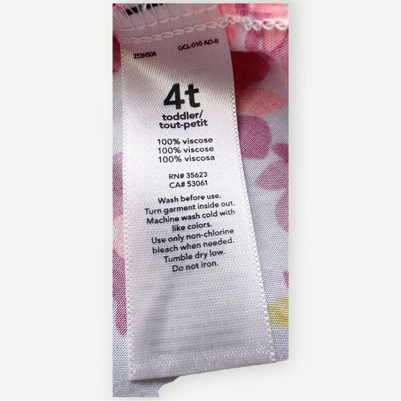 Carter’s Girls Toddler Kids Bow Shoulder Pink Floral Sleeveless Tank Top. 4. 4T. - Picture 6 of 6
